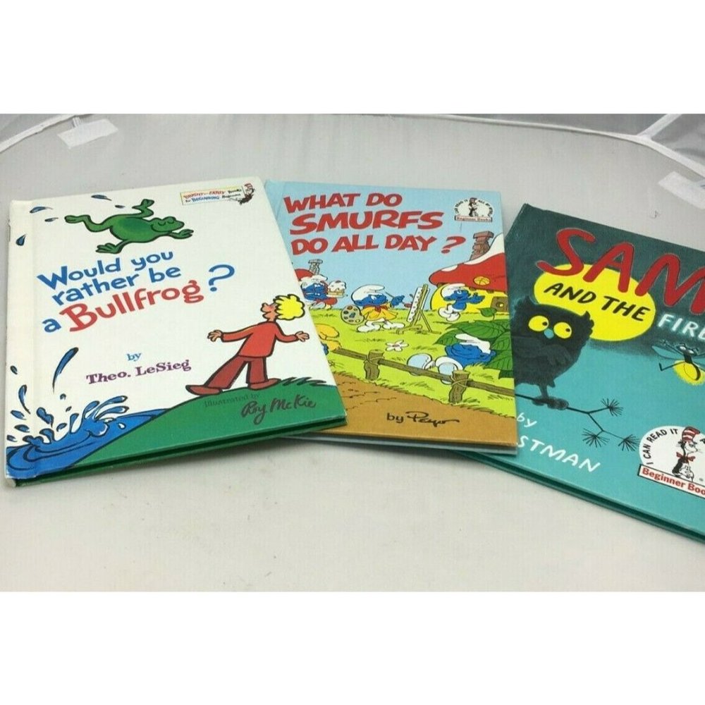 Vtg Dr Seuss Sam The Firefly Be A Bullfrog Smurfs Set 3 Childrens Books Hardback